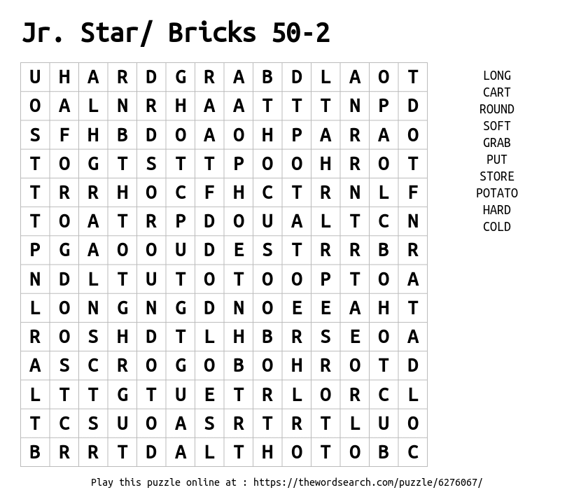 Word Search on Jr. Star/ Bricks 50-2