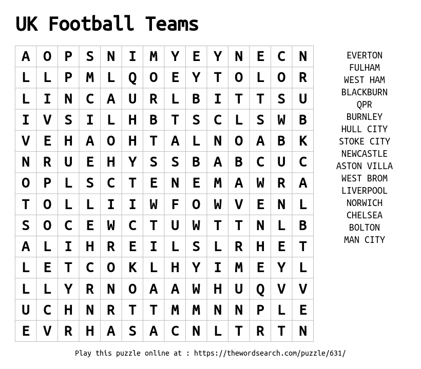 Football word store search