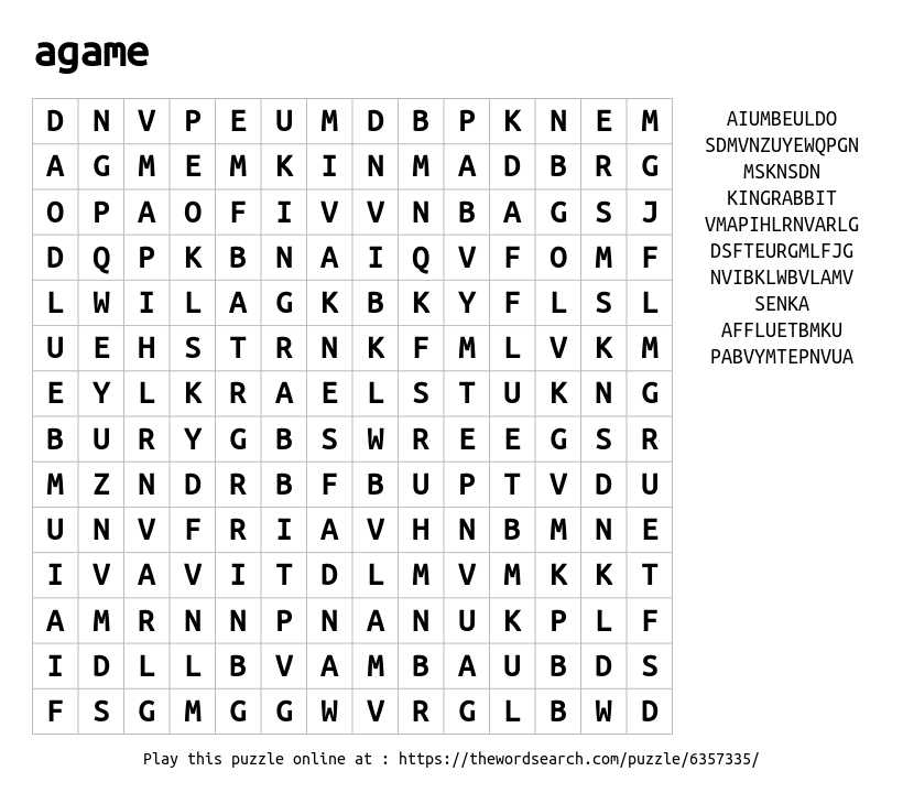 Agame Daily Word Search