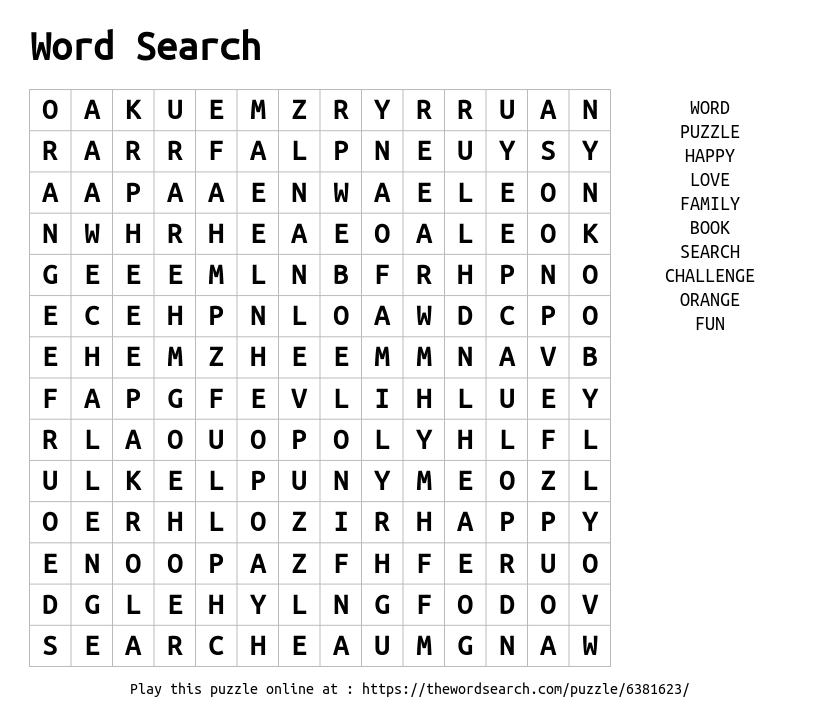 Word Search on Word Search