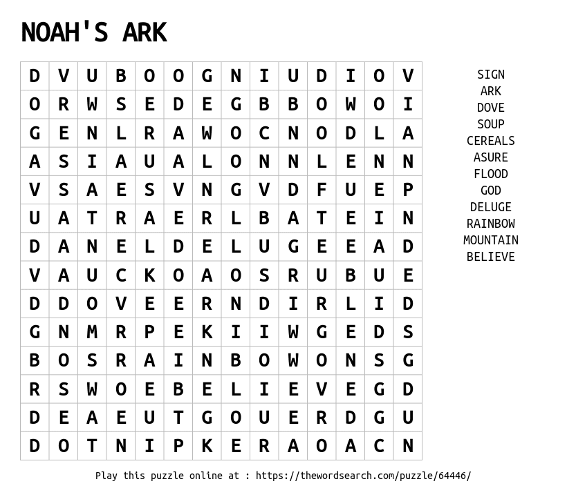 Download Word Search On Noah S Ark