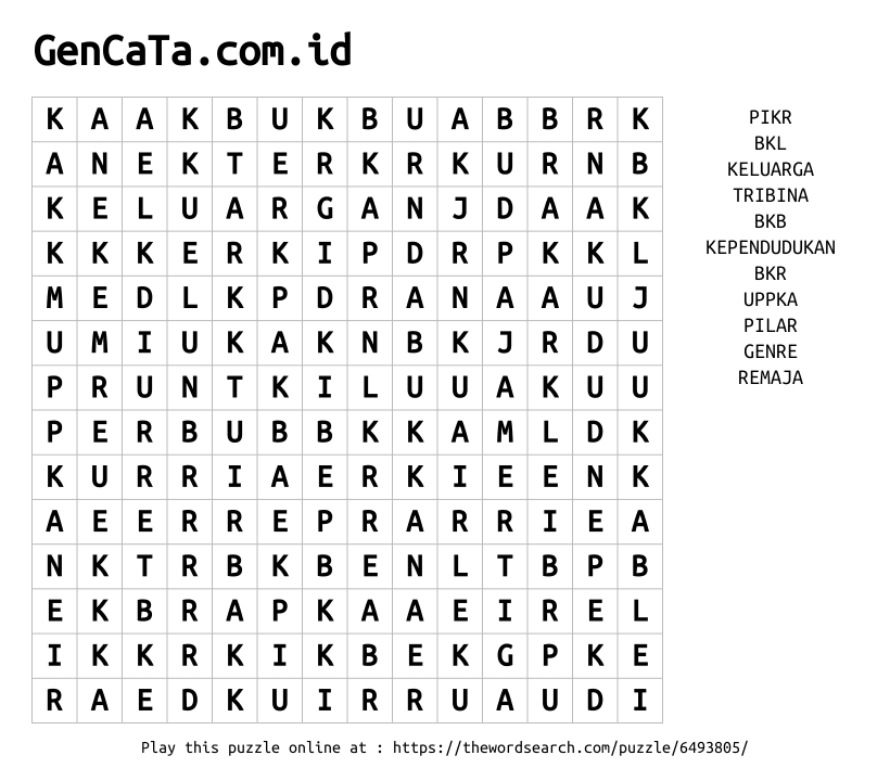 Word Search on GenCaTa.com.id