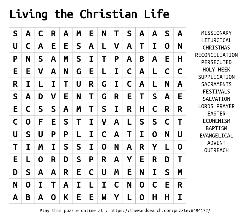 living-the-christian-life-word-search