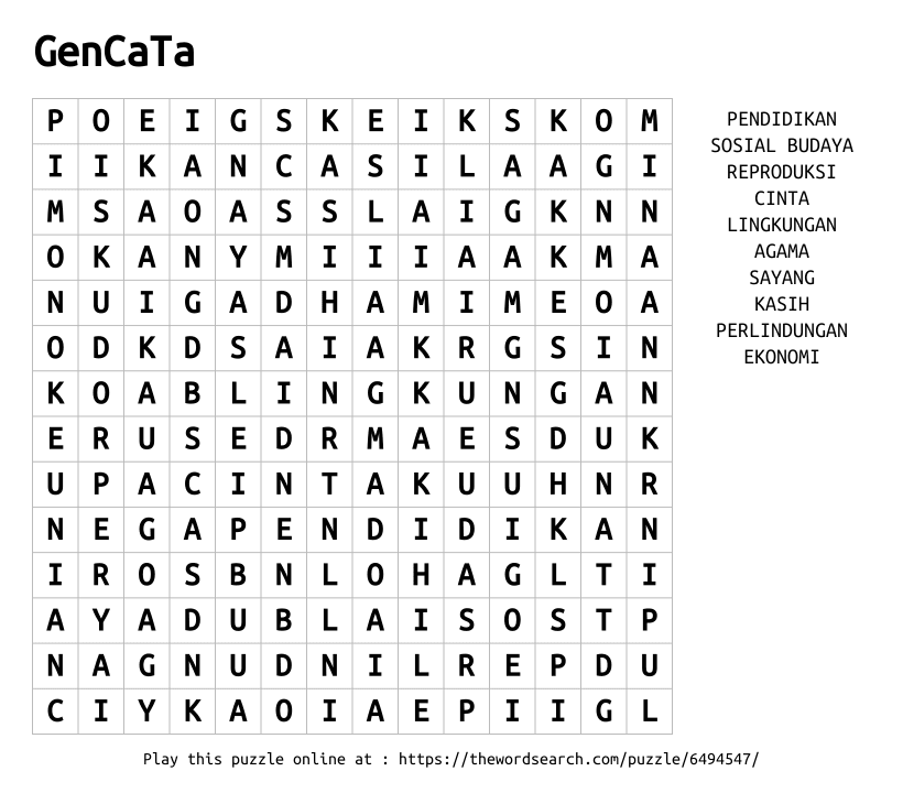 Word Search on GenCaTa