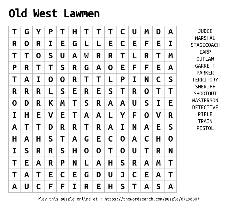 Download Word Search on Old West Lawmen Download Word Search on Old West Lawmen