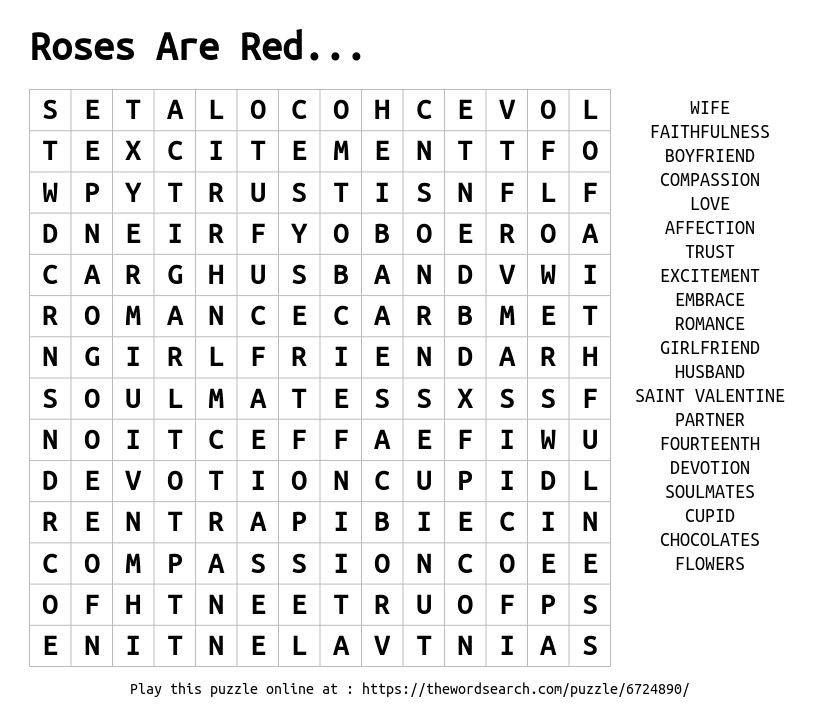 Word Search on Roses Are Red...