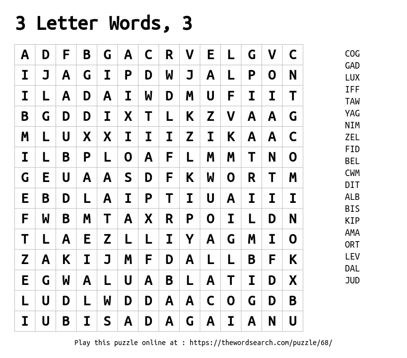 Download Word Search On 3 Letter Words 3