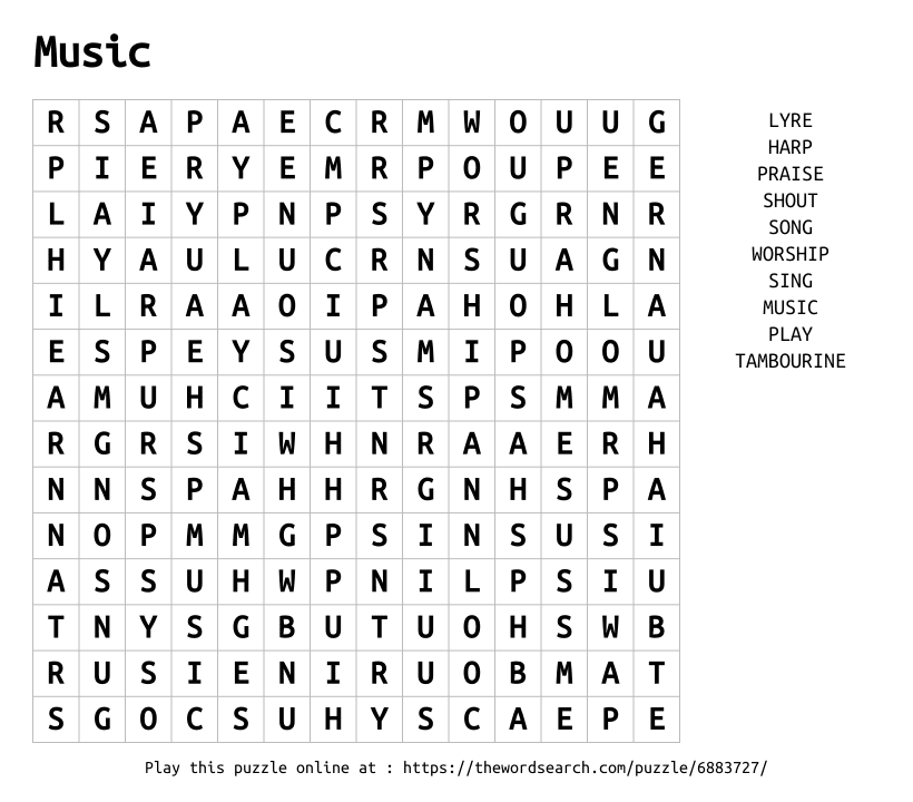 Download Word Search on Music
