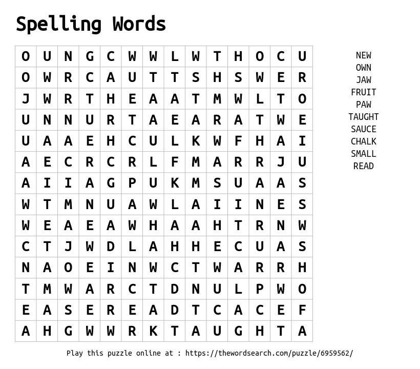 Download Word Search on Spelling Words