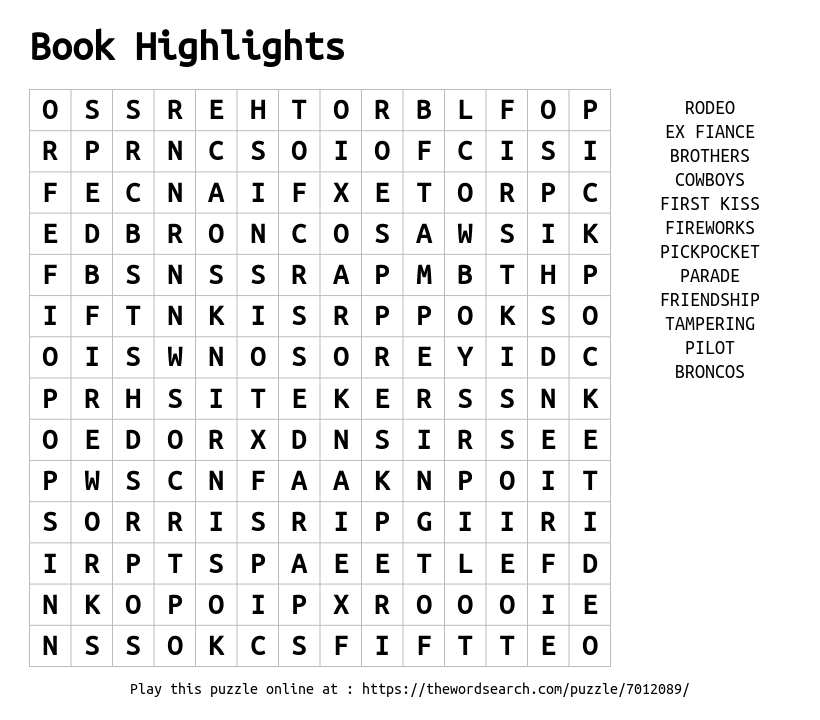 Word Search on Book Highlights