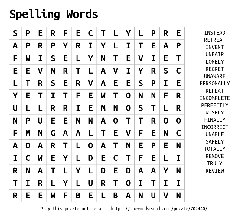 spelling word search maker