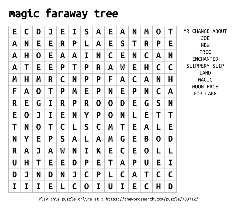 Word Search on magic faraway tree
