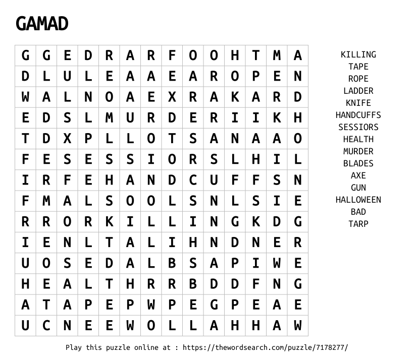 Word Search on GAMAD