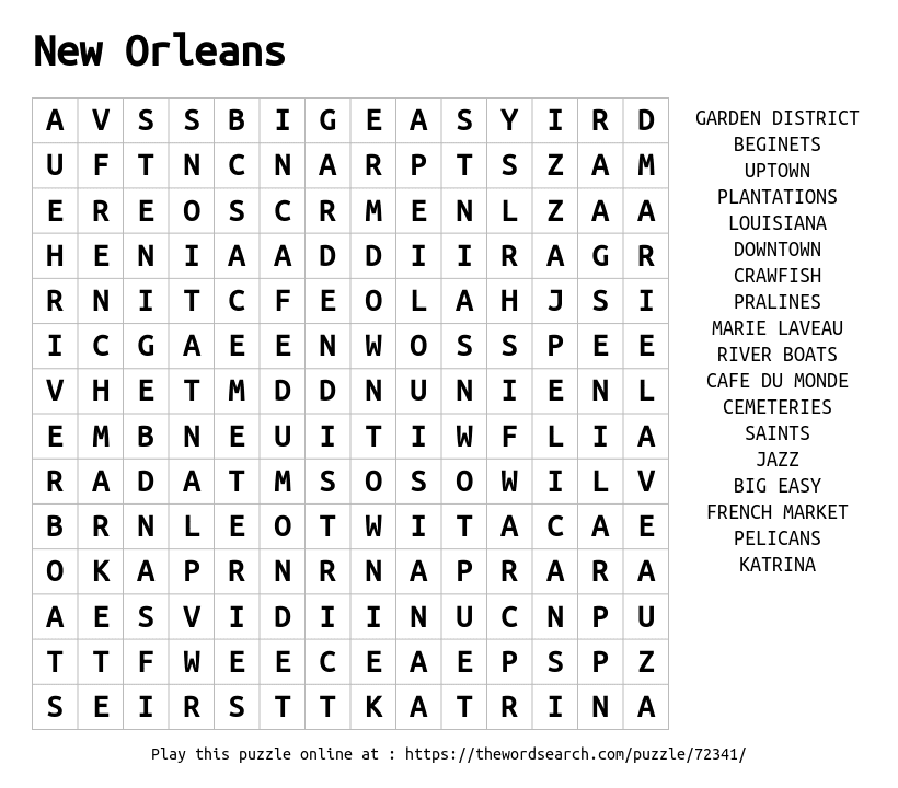 Download Word Search On New Orleans