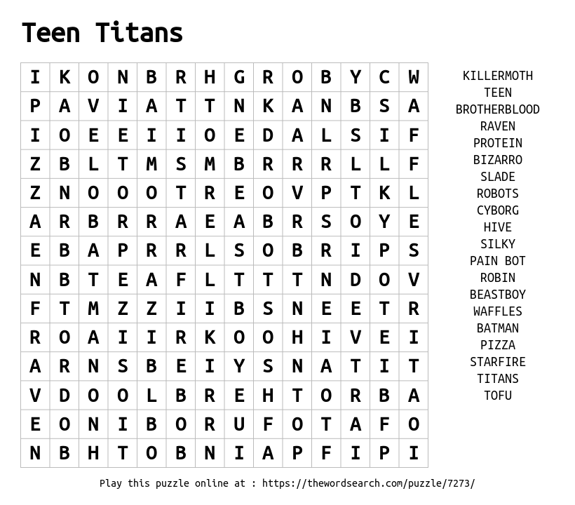 word search 7273