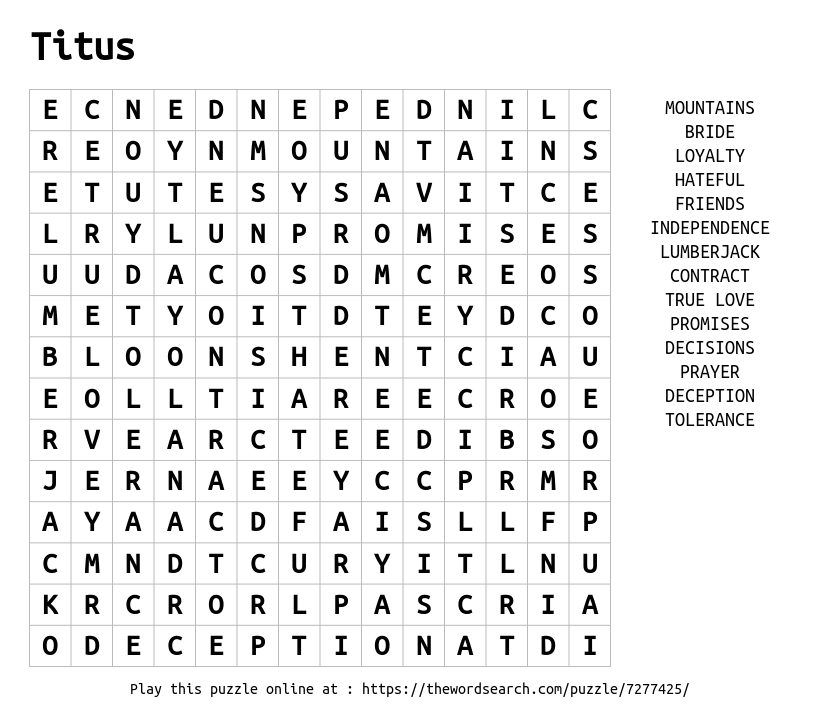 Word Search on Titus