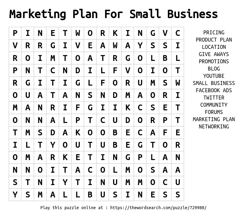 Digital Marketing Word Search Answer Key