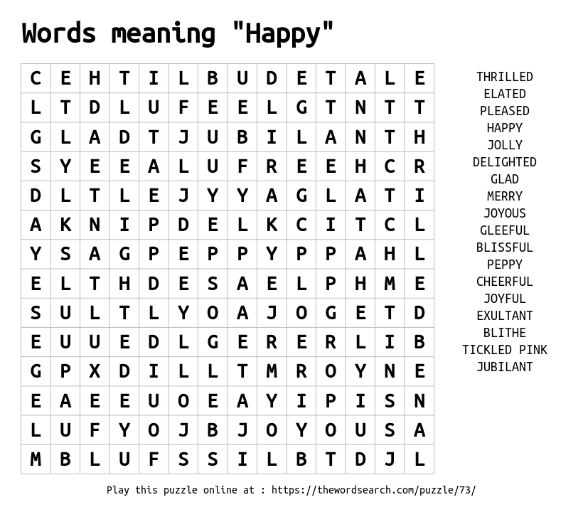 Download Word Search on Words meaning "Happy"