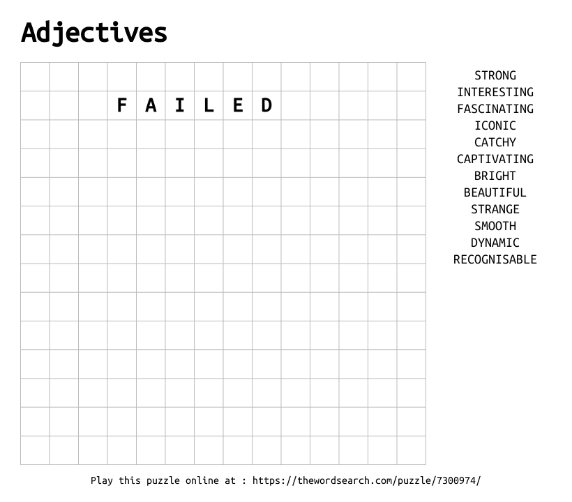 Word Search on Adjectives