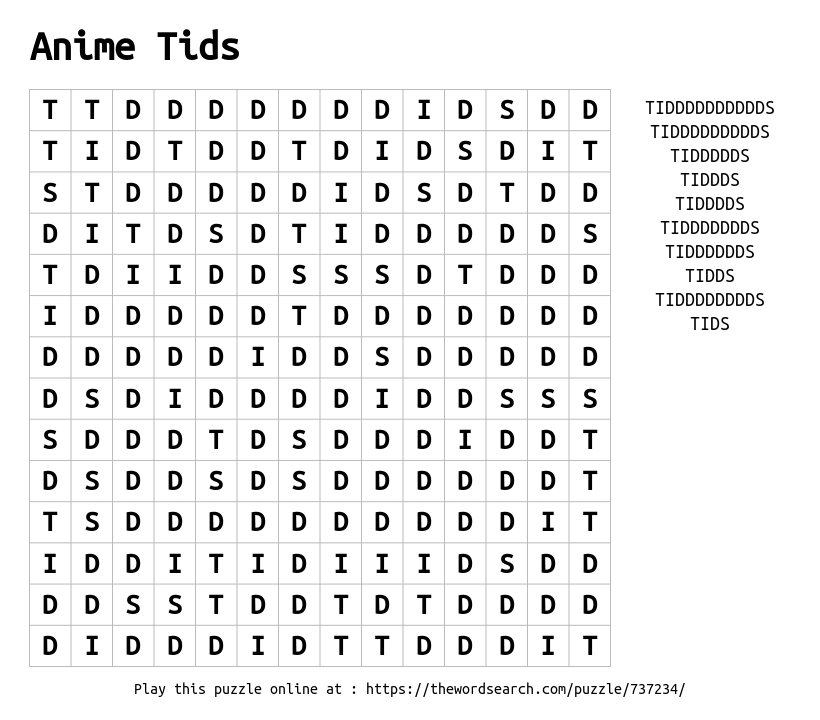 Download Word Search on Anime Tids