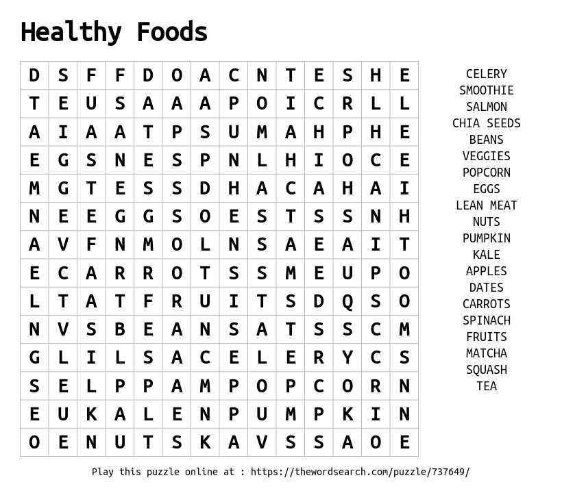 download word search on healthy foods