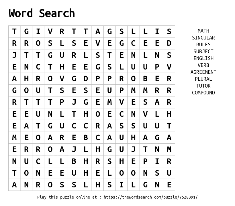 Word Search on Word Search