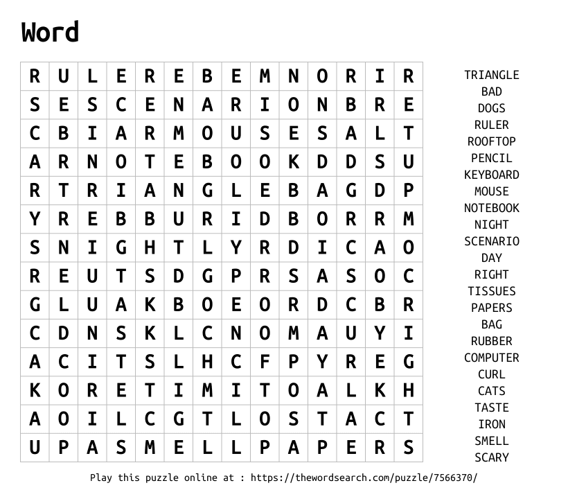Word Search on Word