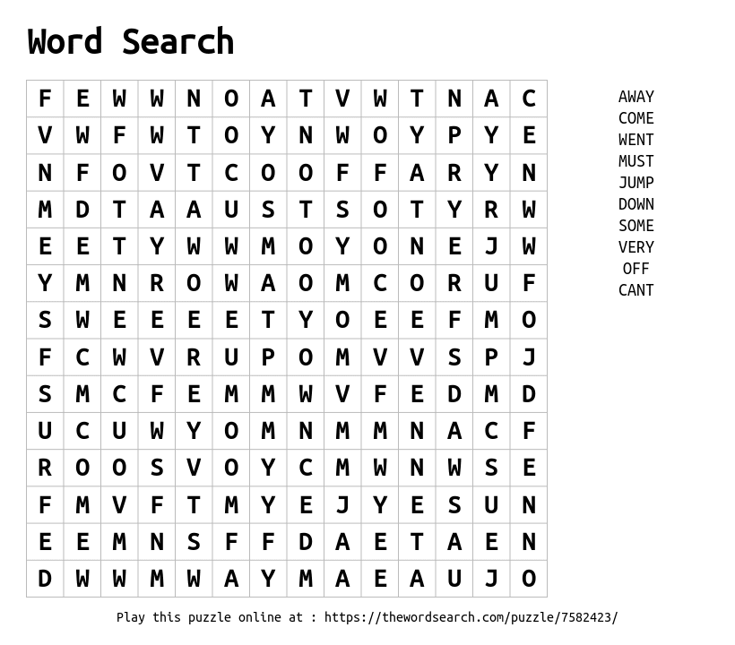 Word Search on Word Search