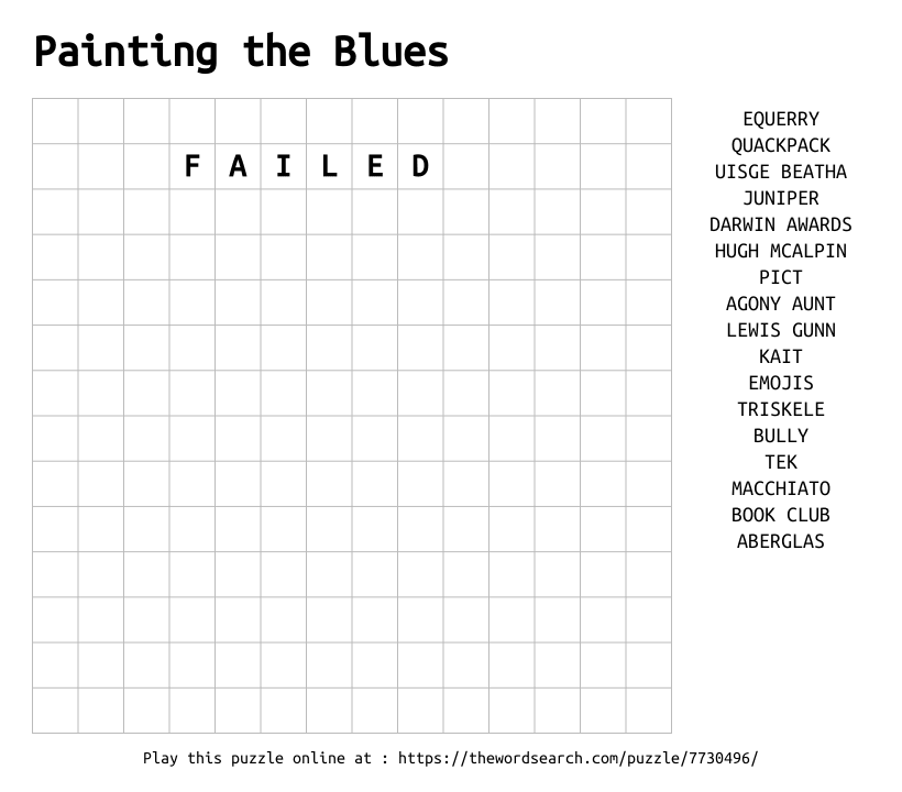 Word Search on Painting the Blues