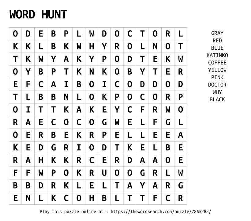 Word Search on WORD HUNT