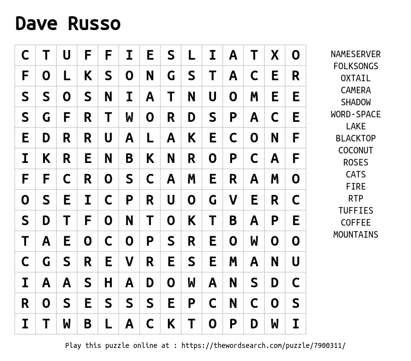 Word Search on Dave Russo