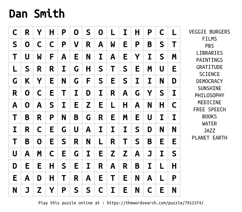 Word Search on Dan Smith
