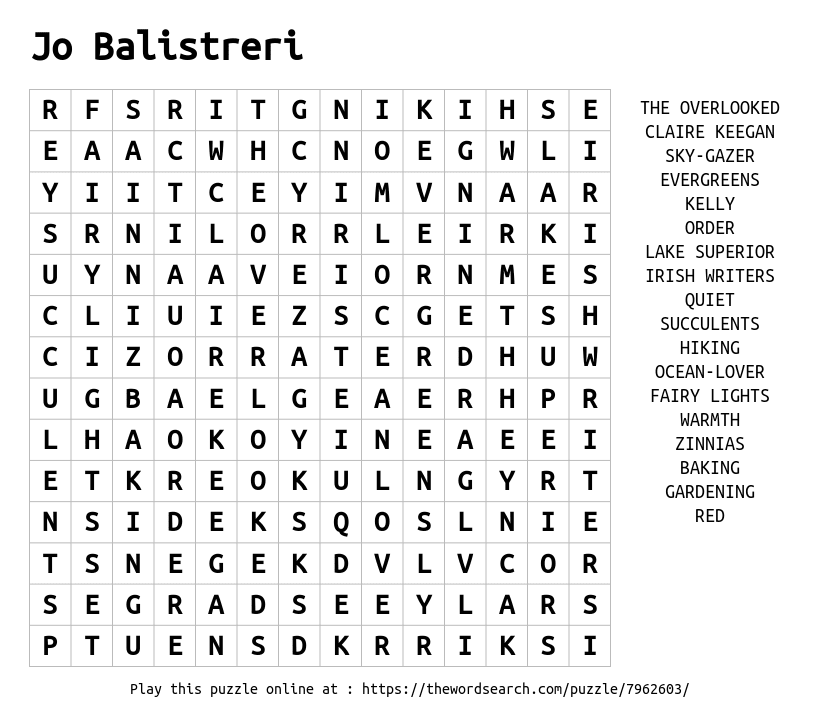 Word Search on Jo Balistreri