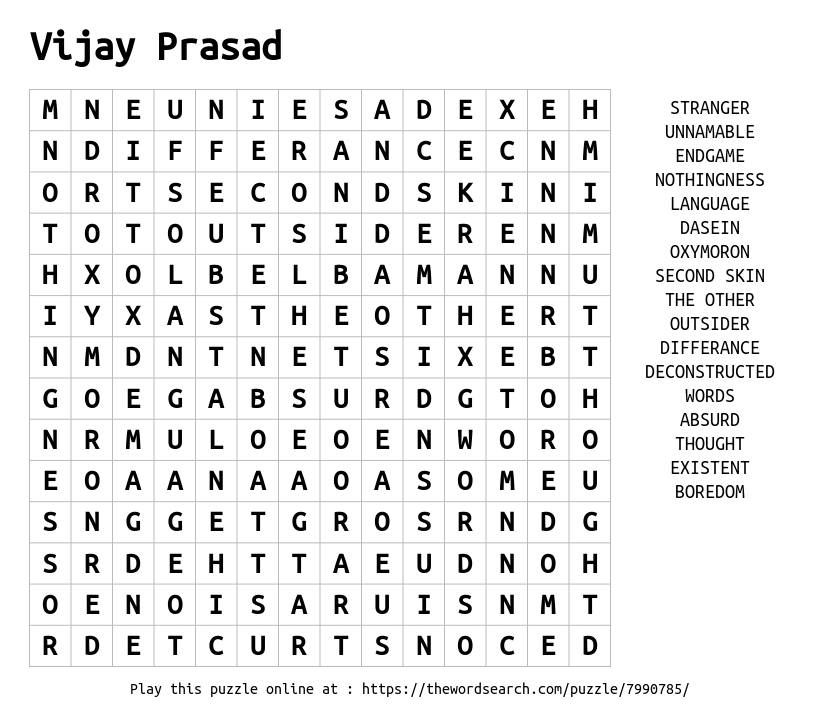 Word Search on Vijay Prasad