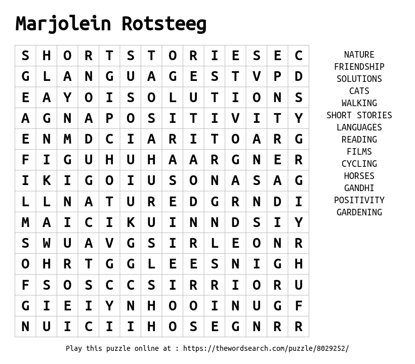 Word Search on Marjolein Rotsteeg