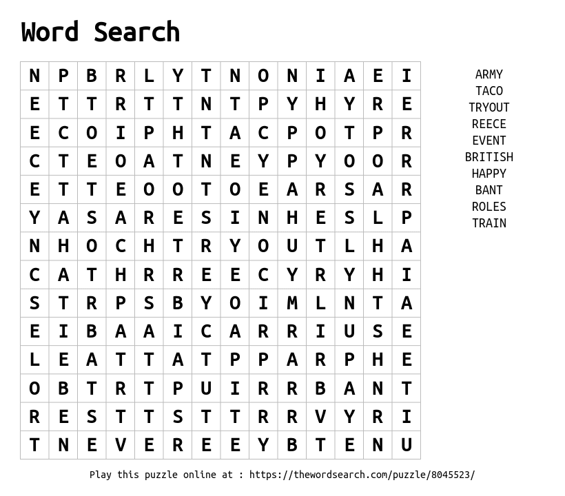 Word Search on Word Search