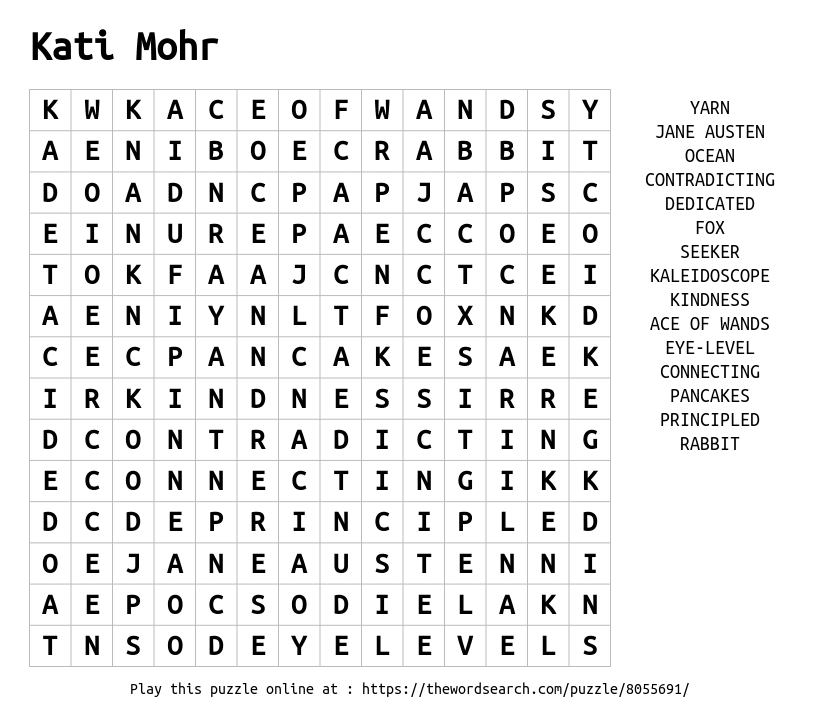 Word Search on Kati Mohr