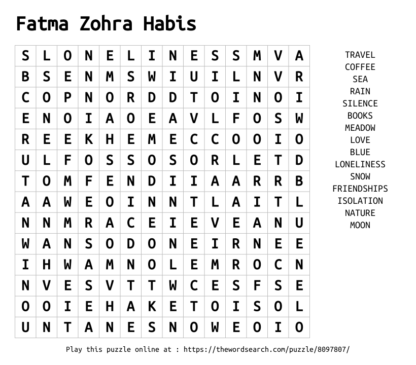 Word Search on Fatma Zohra Habis