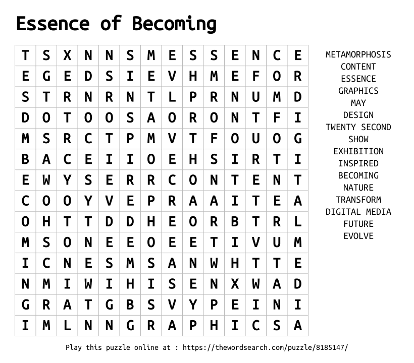 Word Search on Essence of Becoming