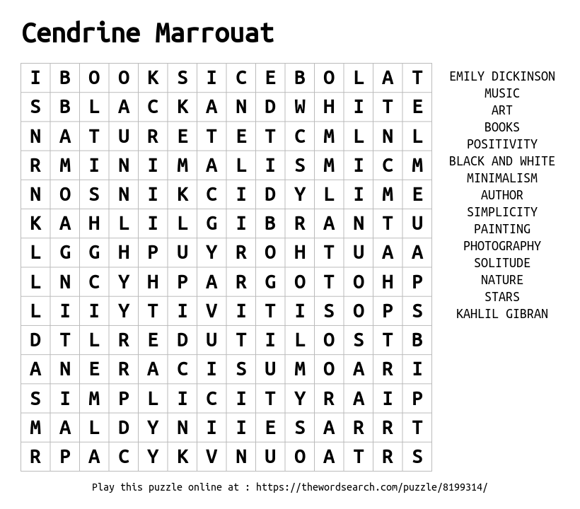 Word Search on Cendrine Marrouat