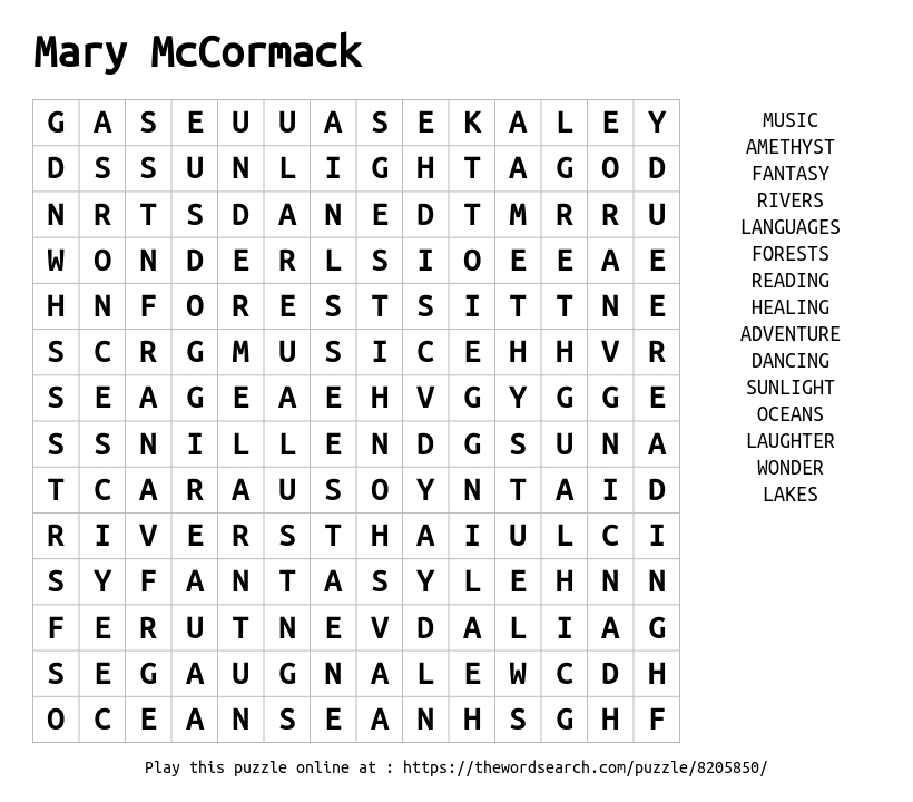 Word Search on Mary McCormack