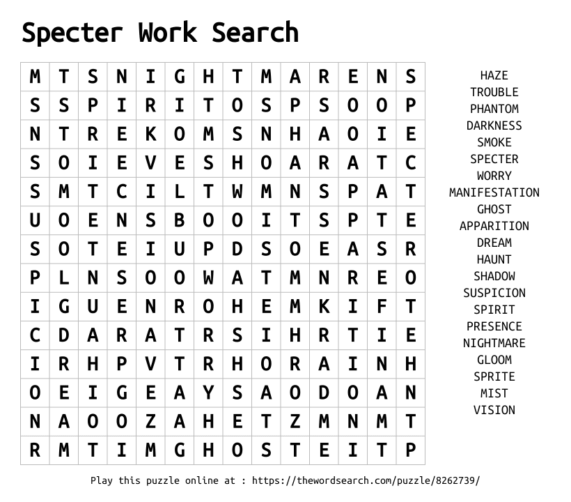 Download Word Search on Specter Work Search