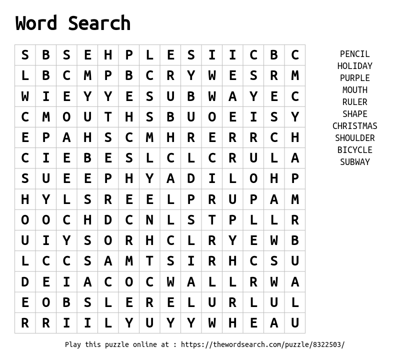Word Search on Word Search