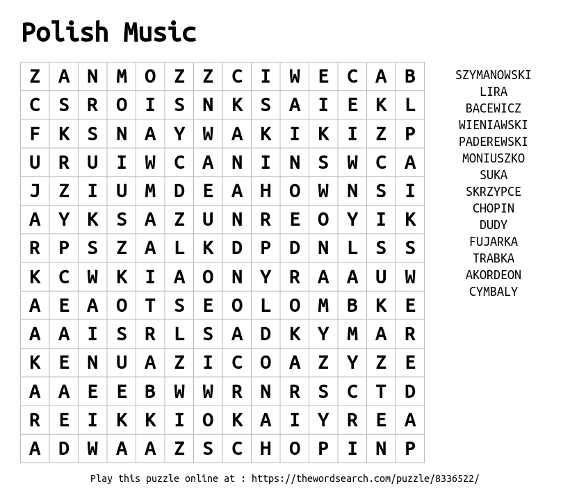 Word Search on Polish Music