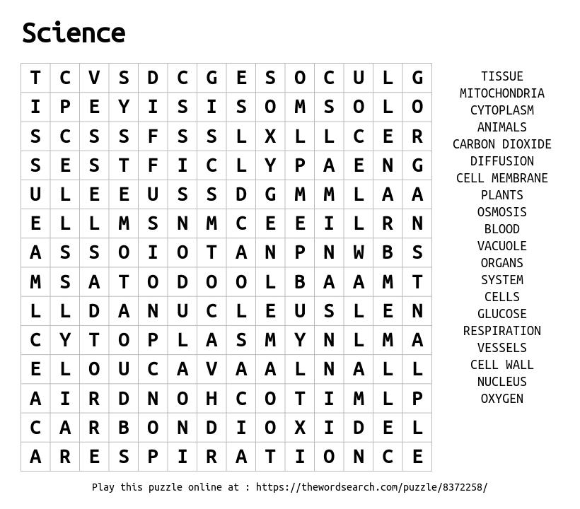Word Search on Science