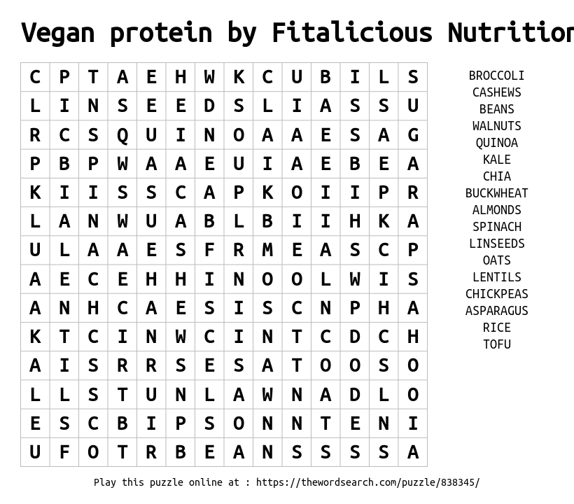 download word search on vegan protein by fitalicious nutrition