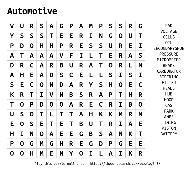 Download Word Search On Automotive