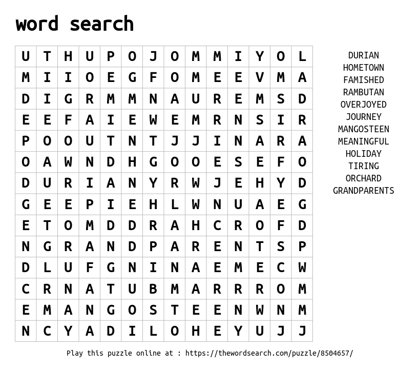 Word Search on word search