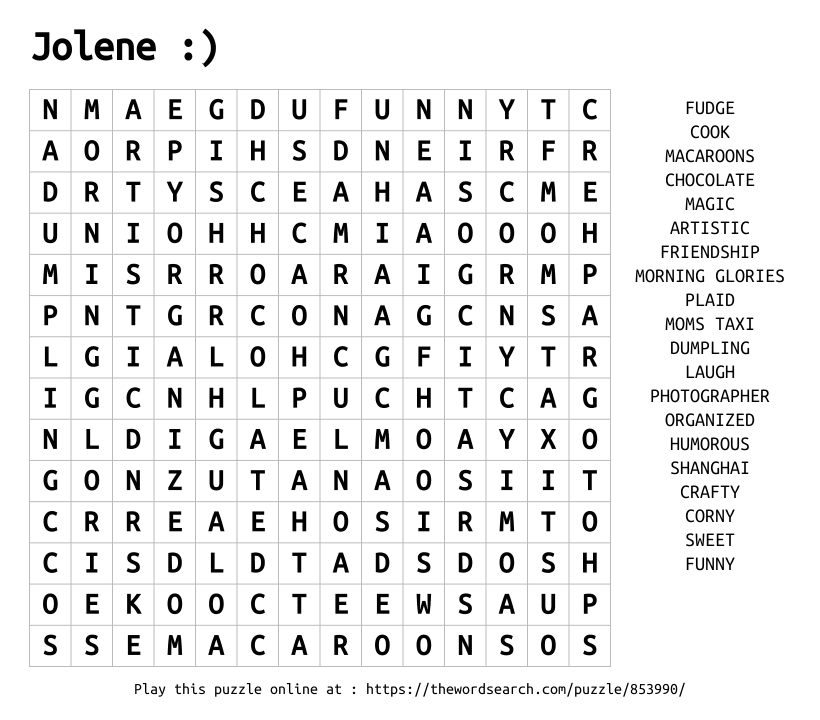 Word Search on Jolene :)