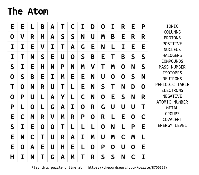 Word Search on The Atom